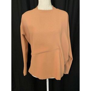 Alysi Womens Solid Soft Orange Long Sleeve Top